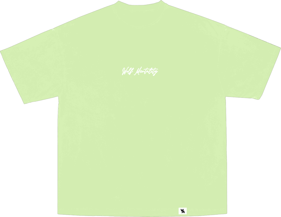 Signature Tee in Mocha Green with a small white Wolf Mentality script logo on the chest