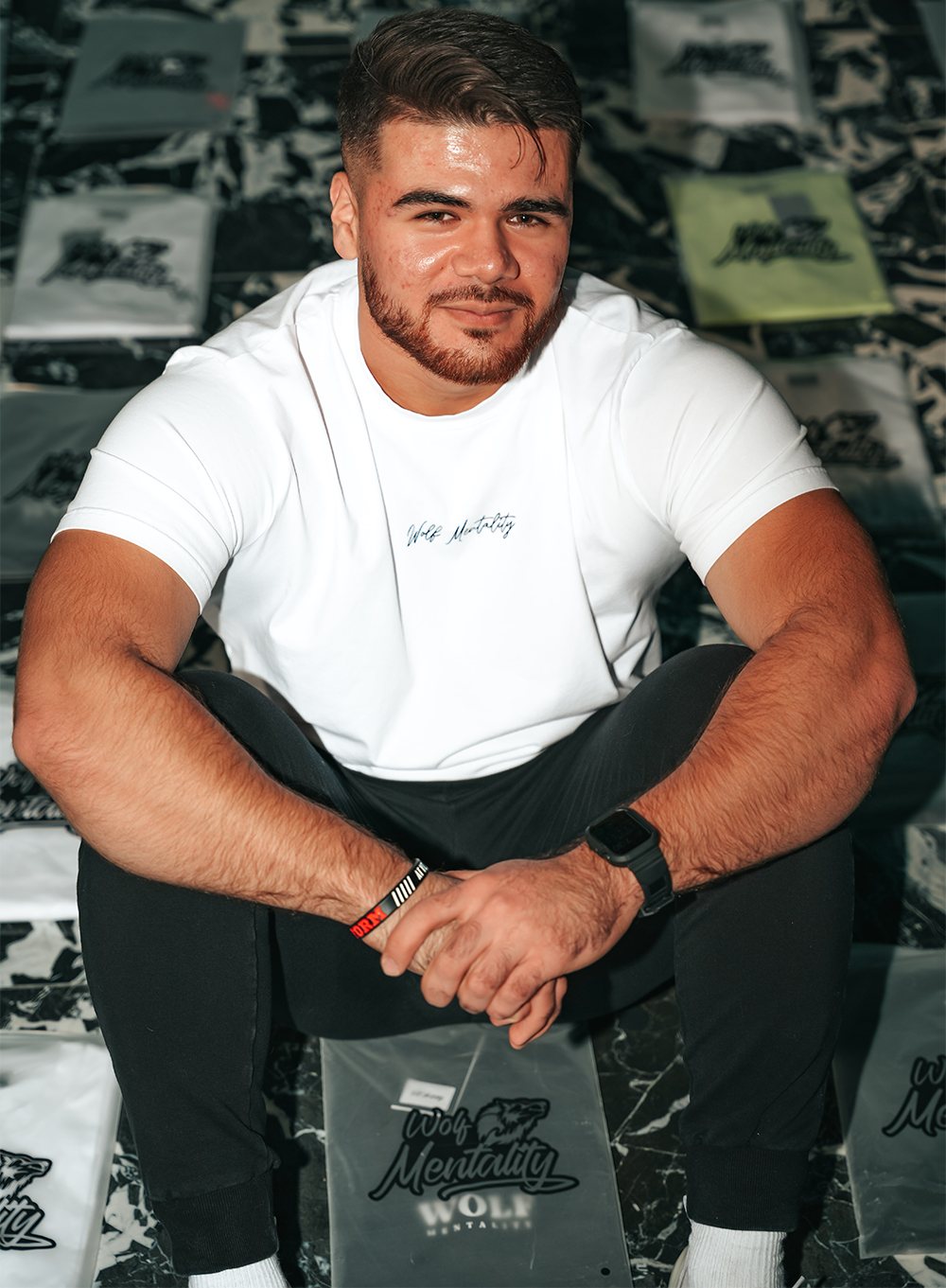 Black-and-white photo of Ruslan, founder of Wolf Mentality